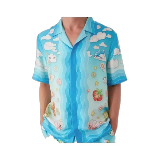 Kawaii Motif Short Sleeve Twill Shirt