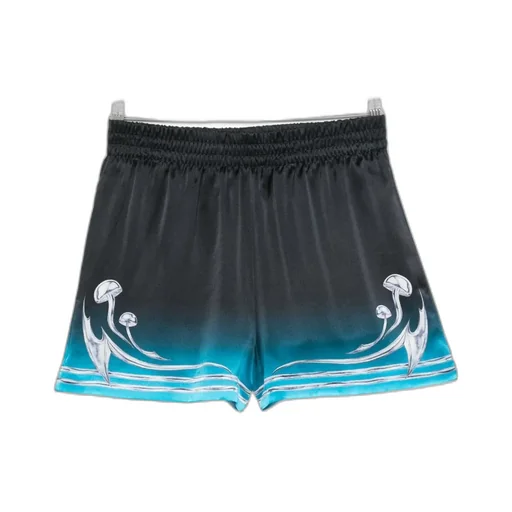 Mushroom Print Elastic Waist Shorts