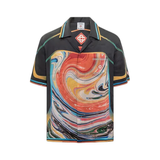 Graphic-Print Silk Shirt