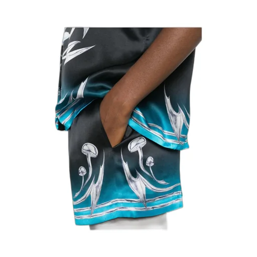 Mushroom Print Elastic Waist Shorts