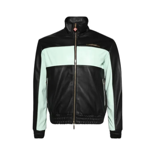 Logo Zip-Up Leather Jacket