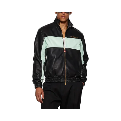 Logo Zip-Up Leather Jacket