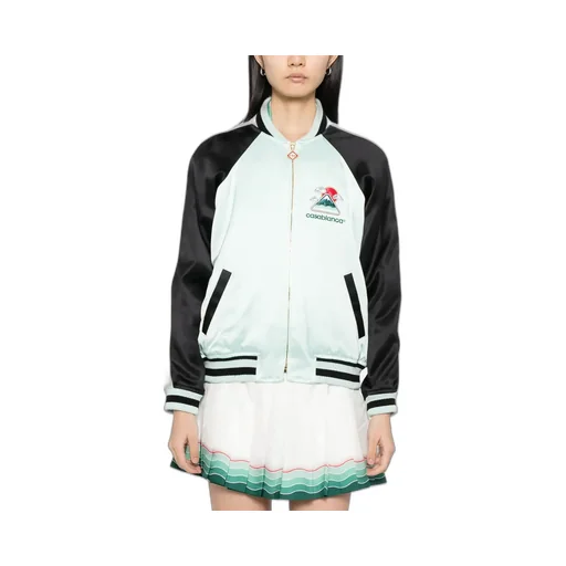 Embroidered Satin Bomber Jacket