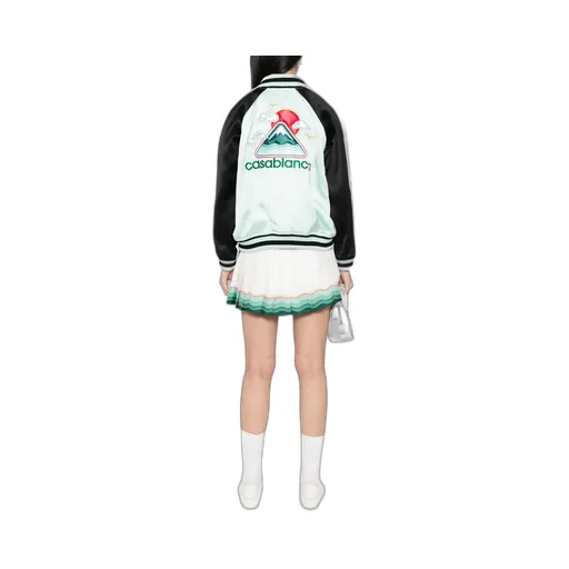 Embroidered Satin Bomber Jacket