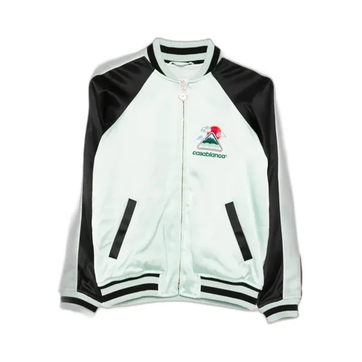 Embroidered Satin Bomber Jacket