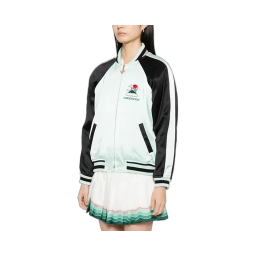 Embroidered Satin Bomber Jacket