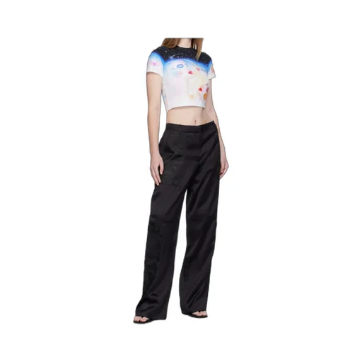 Logo Embroidered Patch Casual Pants