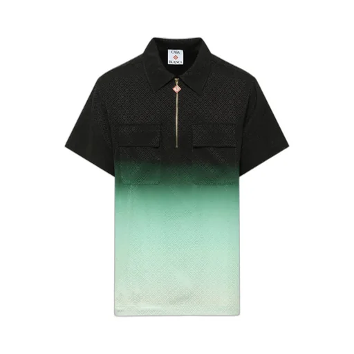 Zip-Front Textured Polo Shirt