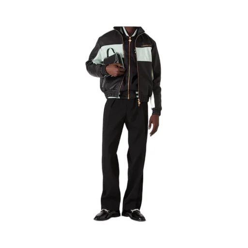 Logo Zip-Up Leather Jacket