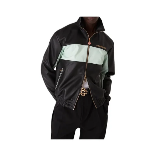Logo Zip-Up Leather Jacket
