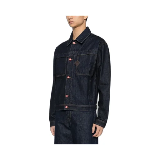 Logo Embroidered Buttoned Denim Jacket