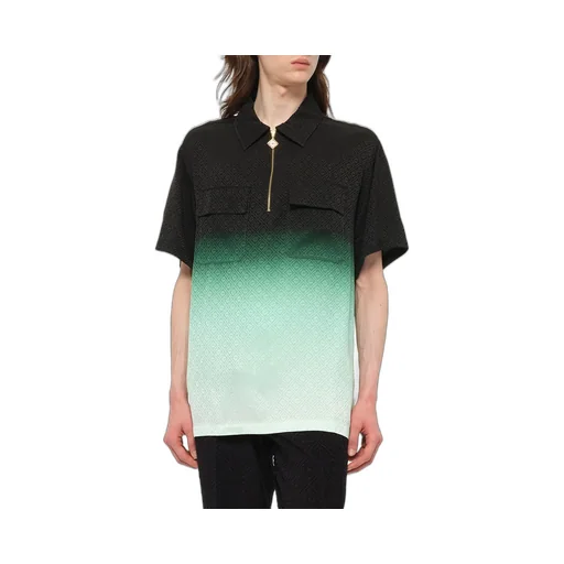 Zip-Front Textured Polo Shirt