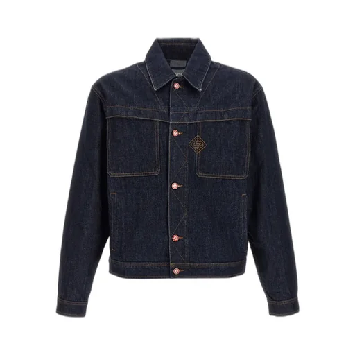 Logo Embroidered Buttoned Denim Jacket
