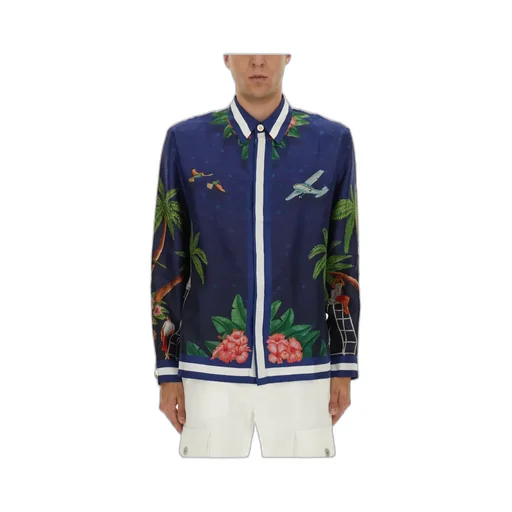 Long Sleeved Printed Satin Shirt