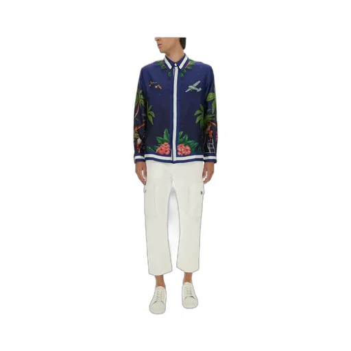 Long Sleeved Printed Satin Shirt