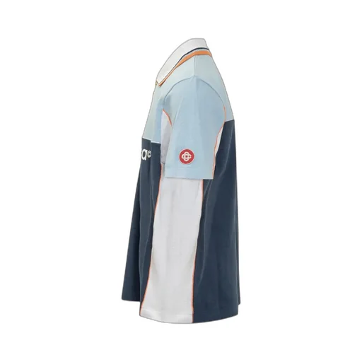 Colour-Block Zip-Neck Polo Shirt