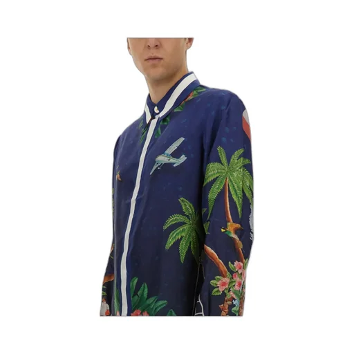 Long Sleeved Printed Satin Shirt