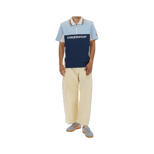 Colour-Block Zip-Neck Polo Shirt