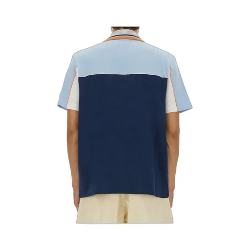 Colour-Block Zip-Neck Polo Shirt