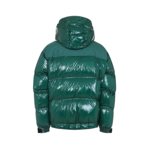 High-Shine Patterned-Panel Puffer Jacket