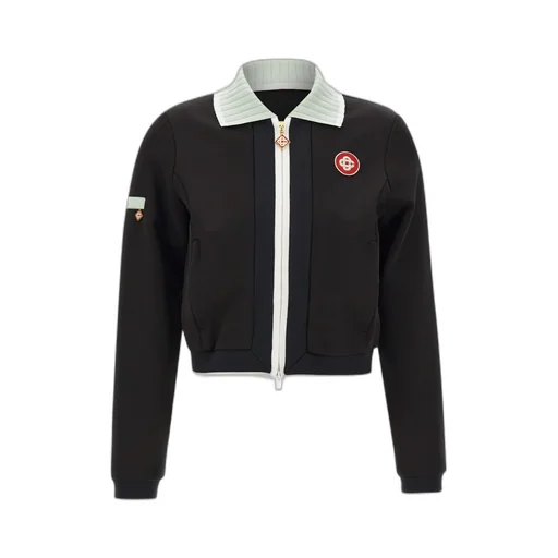 High-Collar Embroidered-Logo Jacket