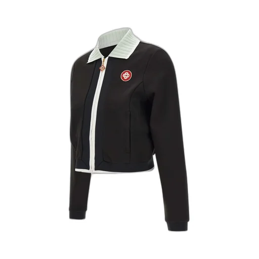High-Collar Embroidered-Logo Jacket