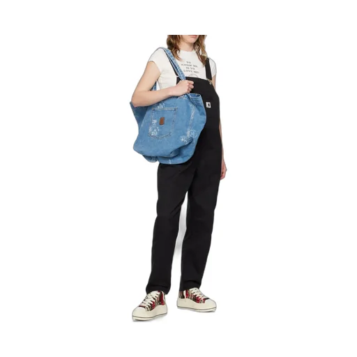 Bib Logo-Patch Denim Overalls