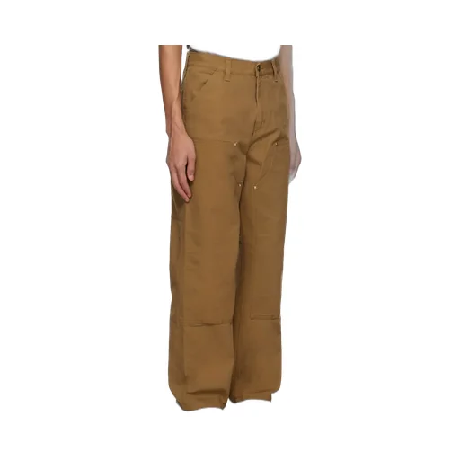 Double Knee Panelled Straight-Leg Trousers