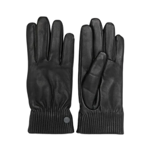 Ribbed Cuff Leather Gloves