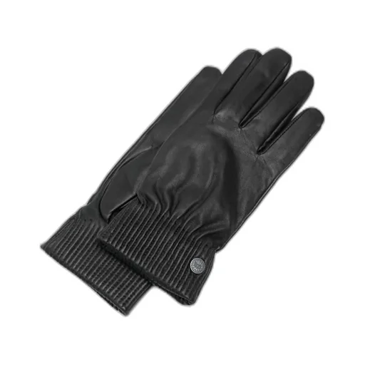 Ribbed Cuff Leather Gloves