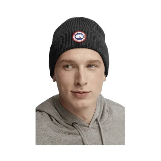 Logo Patch Ribbed Beanie
