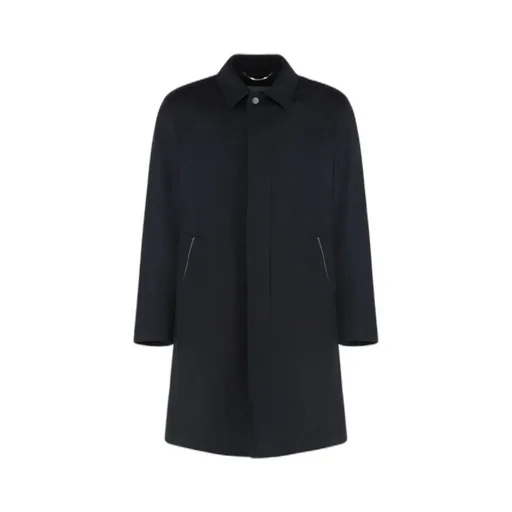 Leather-Trim Wool Coat