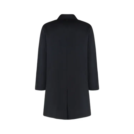 Leather-Trim Wool Coat