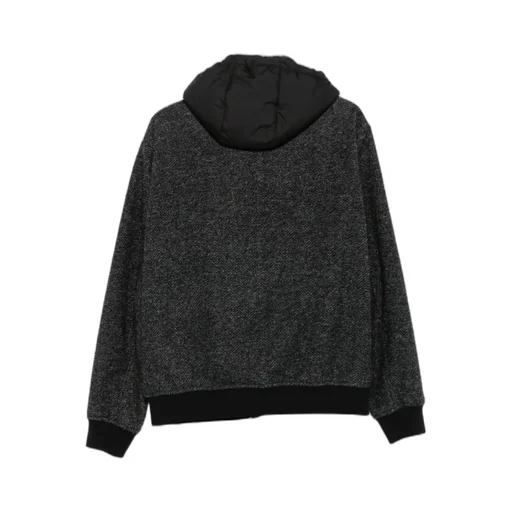 Herringbone-Pattern Hooded Jacket