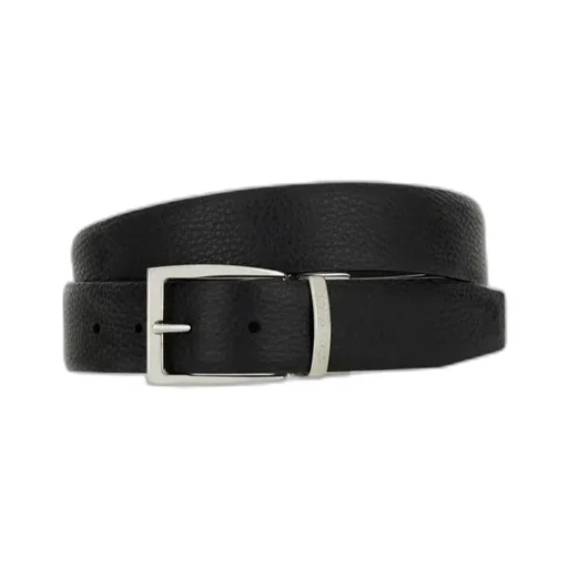 Logo-Engraved Pebbled Leather Belt