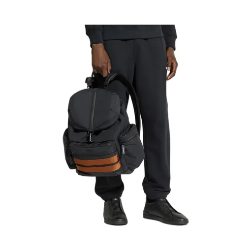 Logo Printed Stripe-Trim Backpack