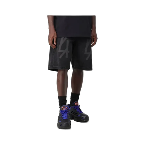 Logo-Print Wide-Leg Denim Shorts