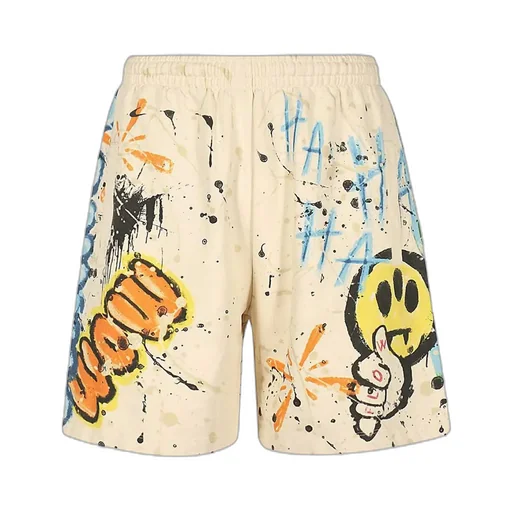 Graffiti-Print Cotton Track Shorts