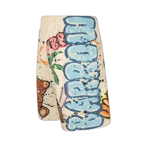 Graffiti-Print Cotton Track Shorts