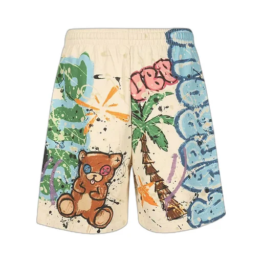 Graffiti-Print Cotton Track Shorts
