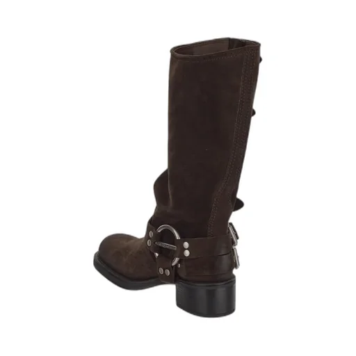 Logo-Engraved Buckle-Detailed Block-Heeled Boots
