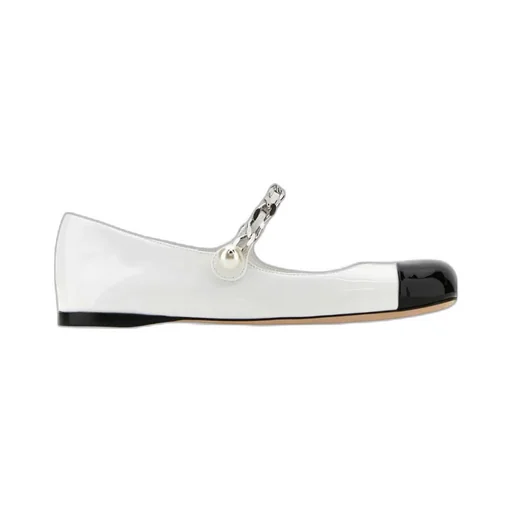 Two-Tone Leather Ballerina Shoes