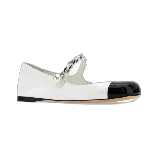 Two-Tone Leather Ballerina Shoes