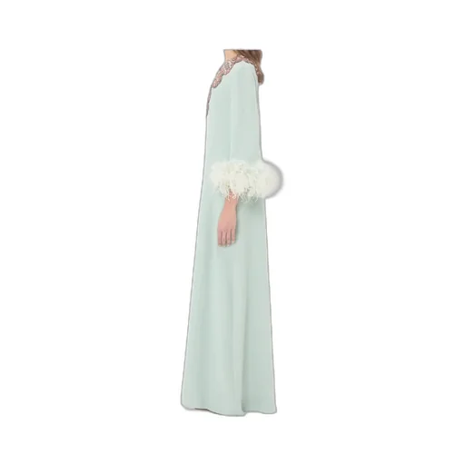 Feather Embroidered Long Dress