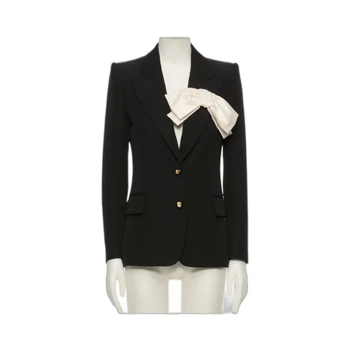 Crepe Couture Jacket With Bow
