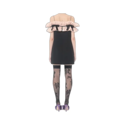 Crepe Couture Pleated Bow Mini Dress
