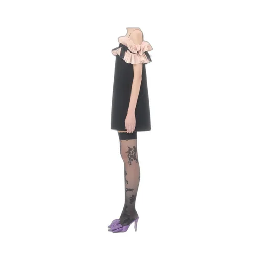 Crepe Couture Pleated Bow Mini Dress