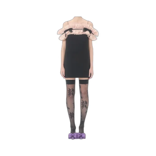 Crepe Couture Pleated Bow Mini Dress