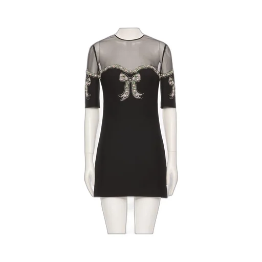 Short Sleeved Dress With Bow Detail