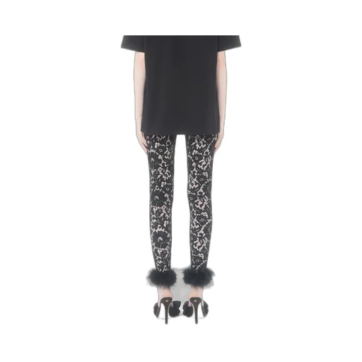 Lace Trousers With Feather Trim
